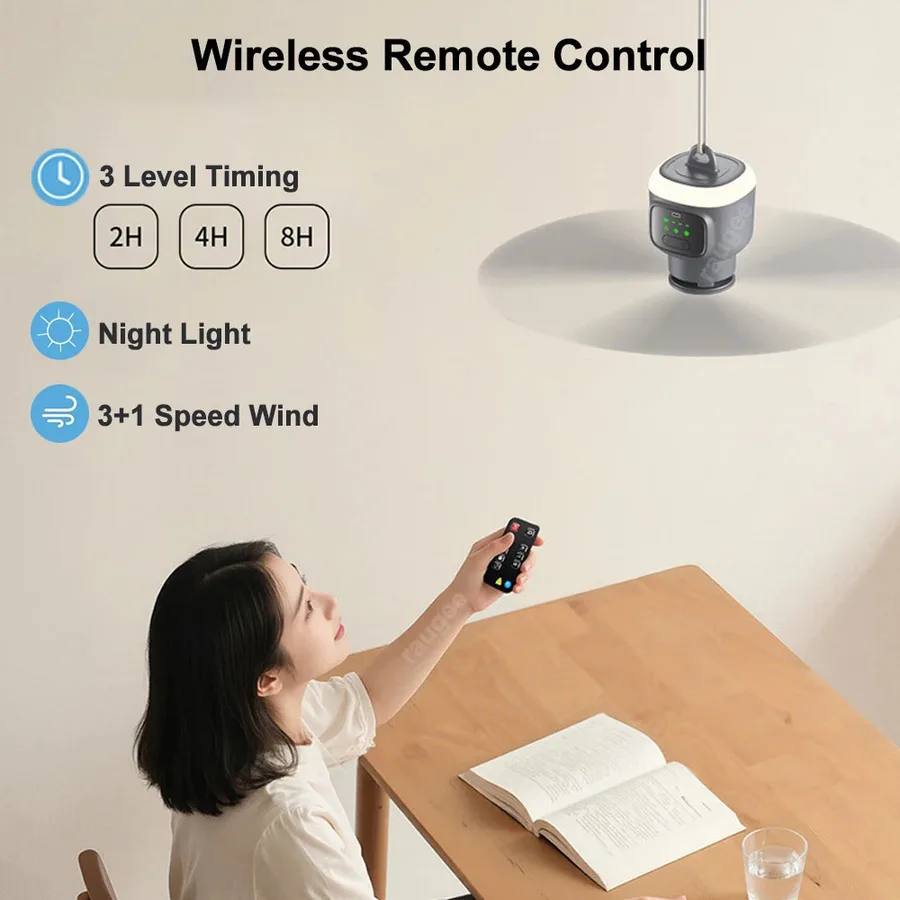 12000mAh Rechargeable Camping Fan with LED