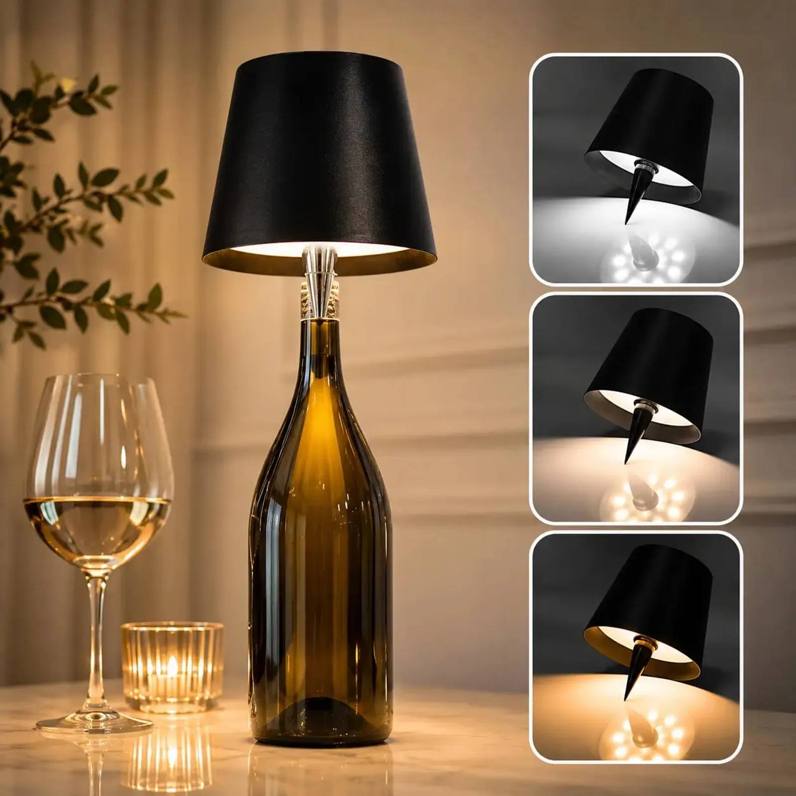 Rechargeable Wireless LED Wine Bottle Lamp – Touch Dimmable Table Light