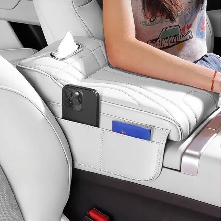 Memory Foam Car Armrest Cushion with Pocket