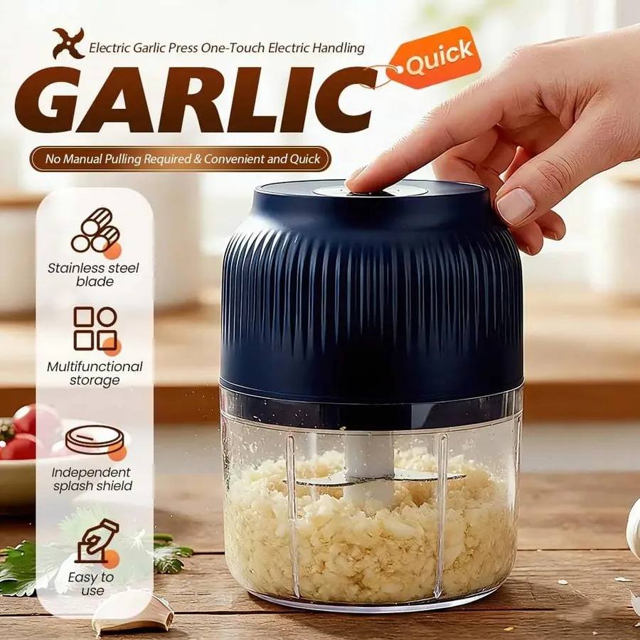 Electric Garlic Chopper & Veggie Masher 300ml