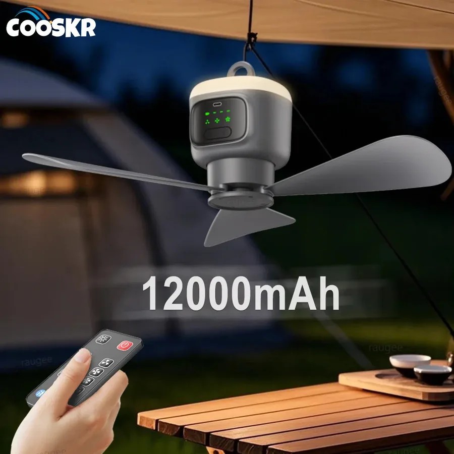 12000mAh Rechargeable Camping Fan with LED 12000mAh Rechargeable Camping Fan with LED